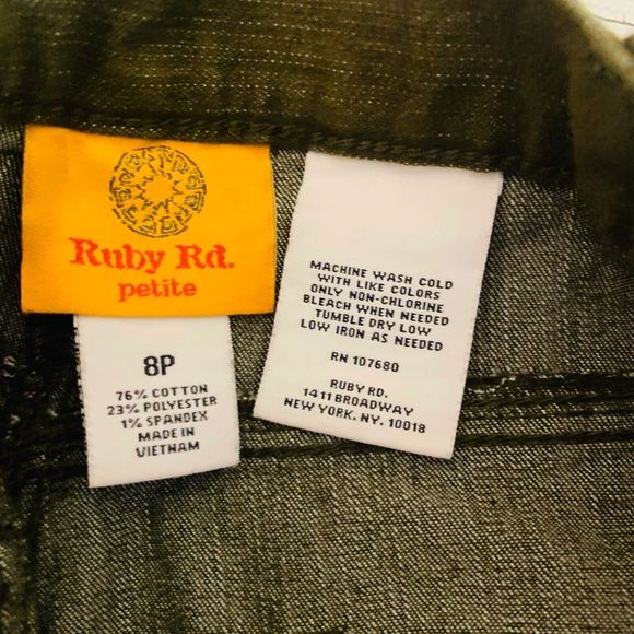 Womens Ruby Rd Petite Chocolate Brown Elastic Chino Twill Pants Sz 8P W 32 L 29 - Picture 6 of 6